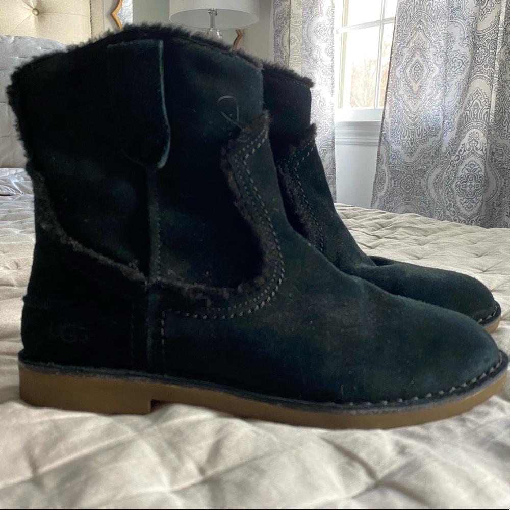 UGG Catica Short Black Suede Bootie US6.5